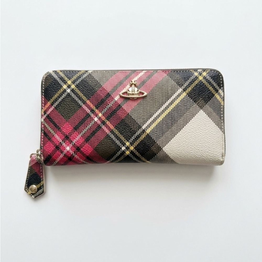 Vivienne Westwood Plaid Orb Zip Wallet